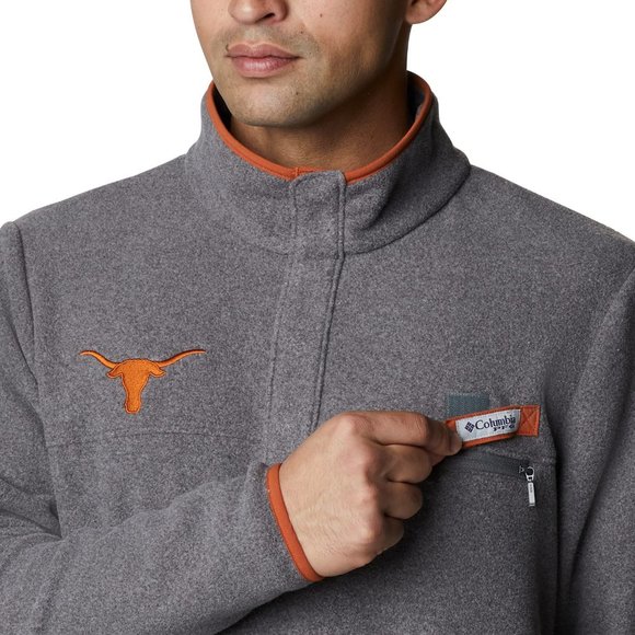 Columbia Men's Texas Longhorns Harborside Fleece 1/2 Zip PFG Jacket Gray Medium - Picture 4 of 6